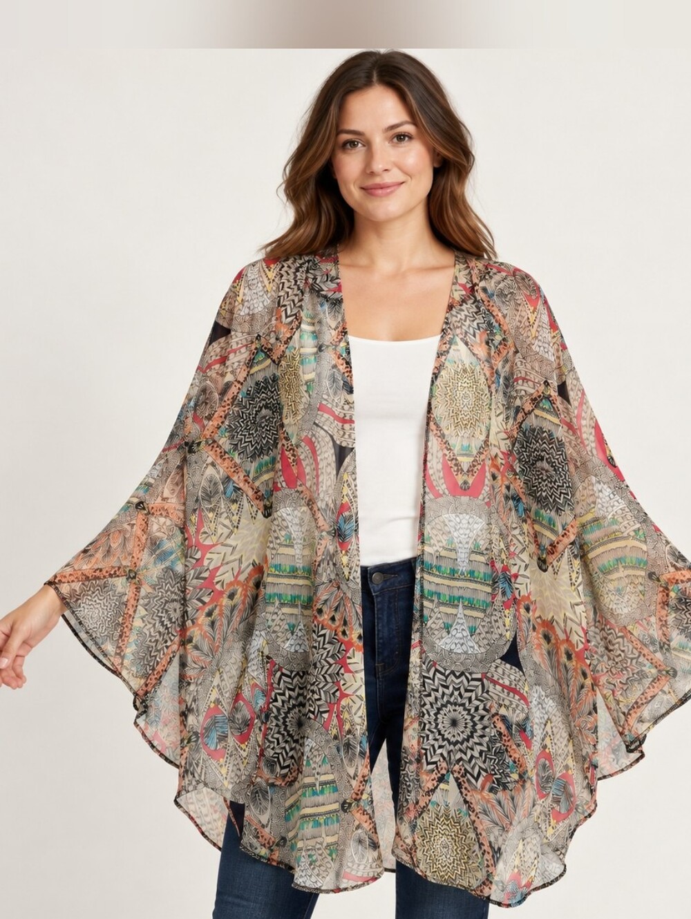 Haute Society Geometric Tunic in Multicolor Size Medium Like New